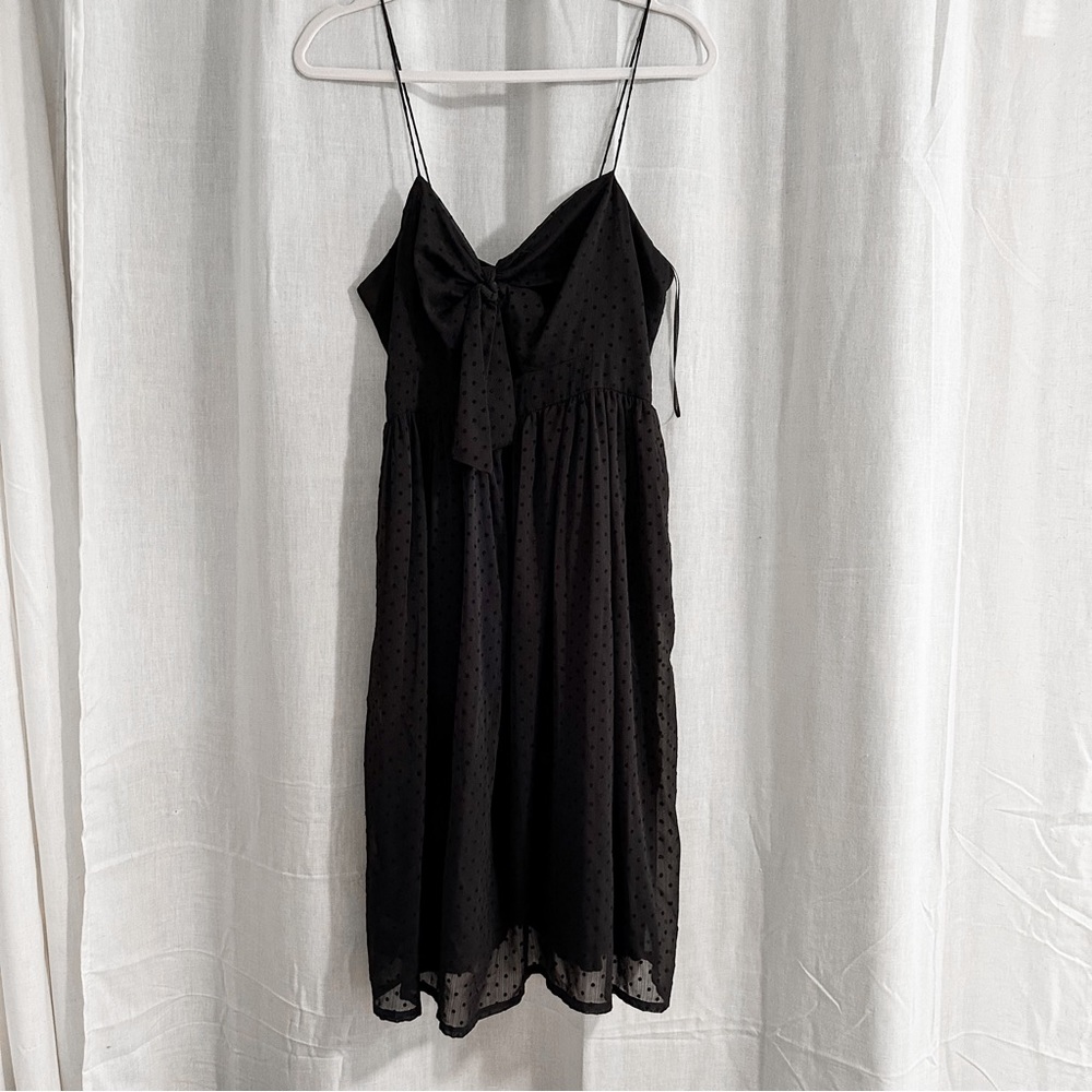 Zara Swiss Dot Midi Dress in Black